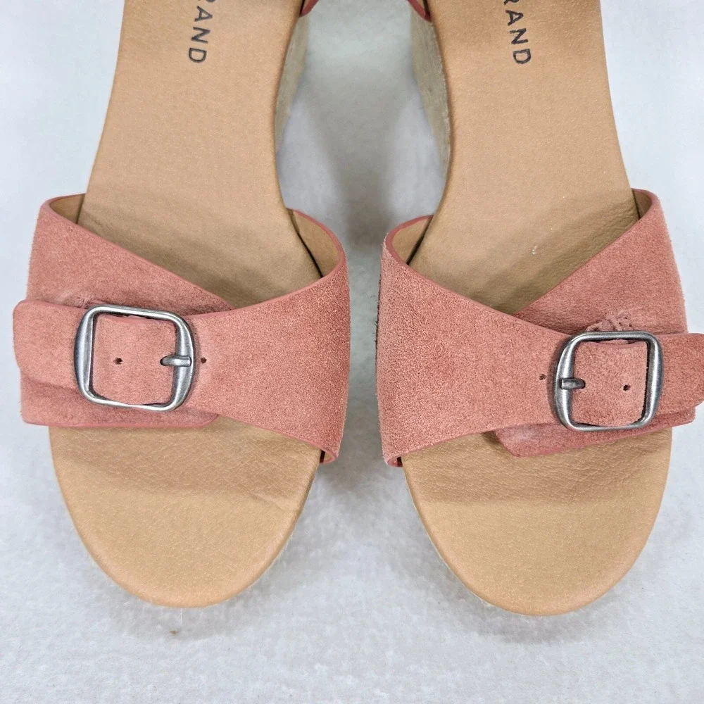 Lucky Brand Espadrille Womens 8 Pink Naveah Platform Wedge Sandals Hemp BOHO